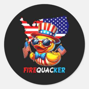 4. Juli-Ente Feuerknaller Patriotisch 4. Juli Runder Aufkleber