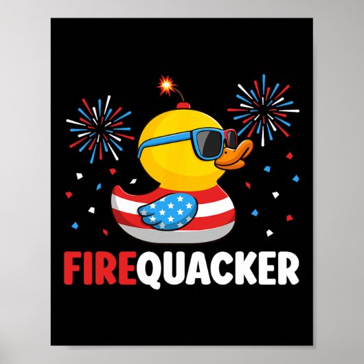 4. Juli-Ente Firequacker Patriotischer Vierter Jul Poster (Vorne)