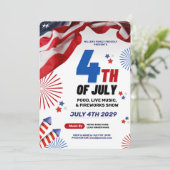 4. Juli Event Feier Patriotische Einladung (Stehend Vorderseite)