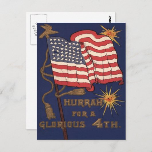 4. Juli: Explosion von Feuerwerkskörpern unter US- Postkarte (Vorne/Hinten)