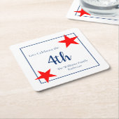 4. Juli Familie Barbecue Patriotic Stars Squar Rechteckiger Pappuntersetzer (angewinkelt)