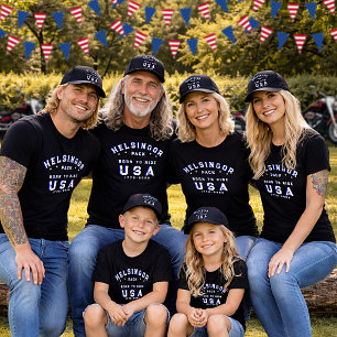 4. Juli Familienfotos Born To Ride Blau Benutzerde T-Shirt