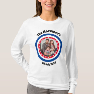 4. Juli Familienname Rot und Blau Foto T-Shirt