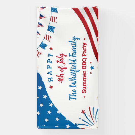 4. Juli FamilienSummer GRILLEN Red White Blue Part Banner (Vertikal)
