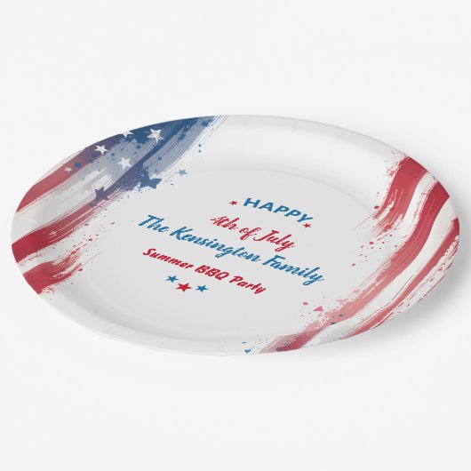 4. Juli Familienurlaub GRILLEN Party Sommerurlaub Pappteller (Schrägansicht)