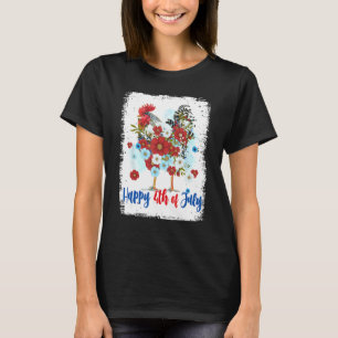 4. Juli Farmer Huhn Blume Amerikanische Flagge Pa T-Shirt