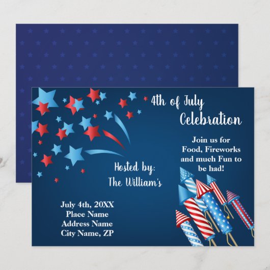 4. Juli Feier Einladung (Vorne/Hinten)