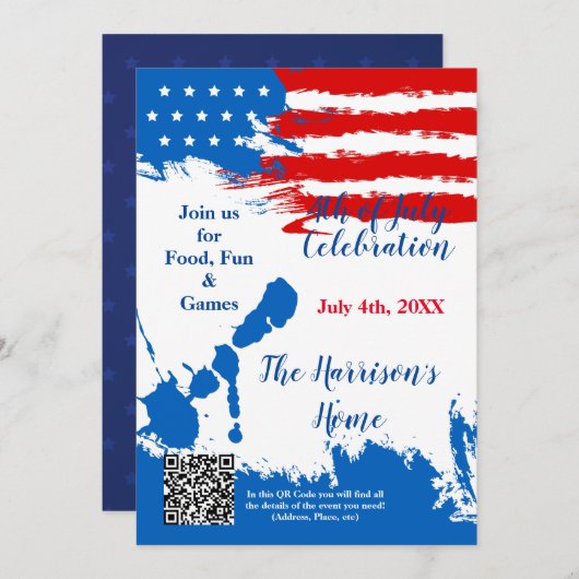 4. Juli Feier Einladung (Vorne/Hinten)