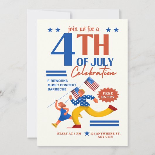 4. Juli Feier, glückliche Unabhängigkeit Einladung (Vorderseite)