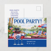 4. Juli Feier Grillparty Poolparty Postkarte (Vorne/Hinten)