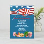 4. Juli Feier Party Patriotic Einladung (Stehend Vorderseite)