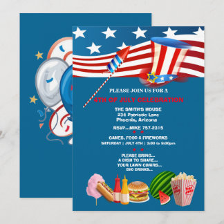4. Juli Feier Party Patriotic Einladung