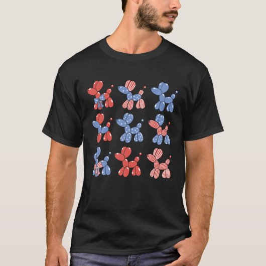 4. Juli Feier Patriotic Balloon Dog Men T-Shirt (Vorderseite)