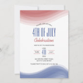 4. Juli Feier Red Blue Art Modern Einladung (Vorderseite)