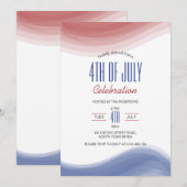 4. Juli Feier Red Blue Art Modern Einladung (Vorne/Hinten)