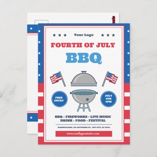 4. Juli Feier, Unabhängigkeitstag Postkarte (Vorne/Hinten)