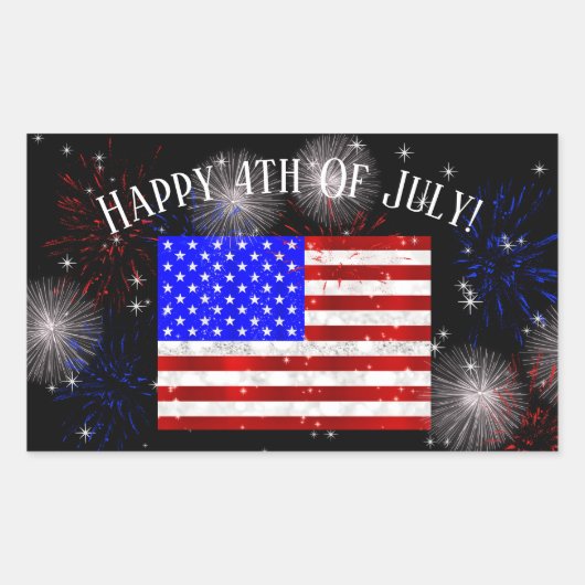 4. Juli Feier - US-Flagge Rechteckiger Aufkleber (Vorderseite)