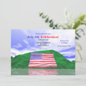 4. Juli Feier US-Flagge und Grüne Hügel Einladung (Stehend Vorderseite)