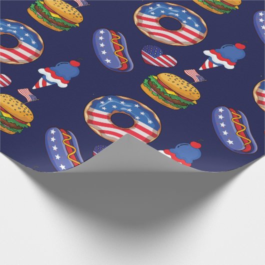 4. Juli Feierlichkeiten Cookies Donuts Eiscreme Geschenkpapier (Ecke)