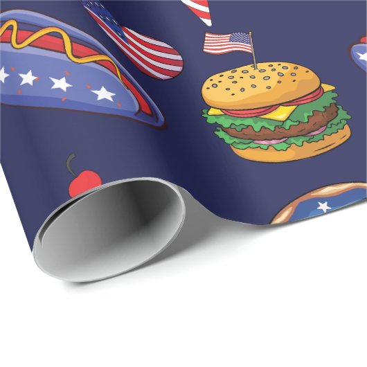 4. Juli Feierlichkeiten Cookies Donuts Eiscreme Geschenkpapier (Rolleneckpunkt)