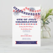 4. Juli Feierlichkeiten Feuerwerk | Jagdhaus Einladung (Stehend Vorderseite)