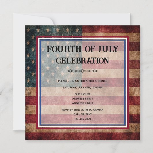 4. Juli Feierlichkeiten Party Einladung (Vorderseite)