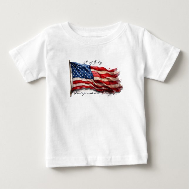 4. Juli - Feiern mit US-Flagge Baby T-shirt (Vorderseite)