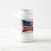 4. Juli - Feiern mit US-Flagge Bierglas (Vorderseite Links)