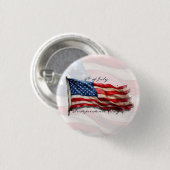 4. Juli - Feiern mit US-Flagge Button (Vorne & Hinten)
