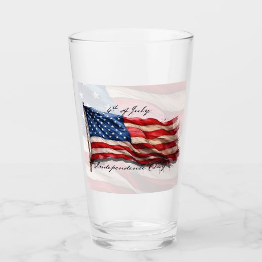 4. Juli - Feiern mit US-Flagge Glas (Vorderseite)