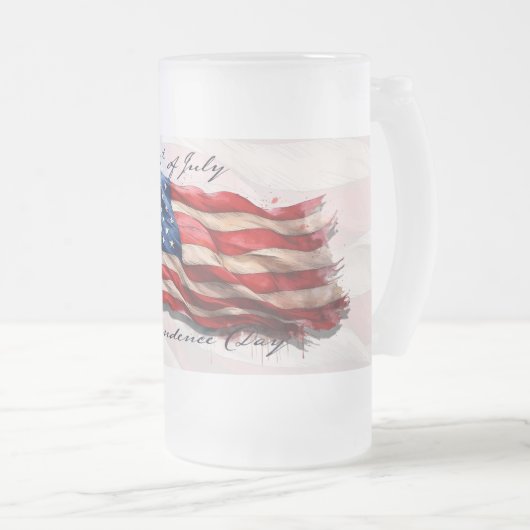 4. Juli - Feiern mit US-Flagge Mattglas Bierglas (VorderseiteRechts)
