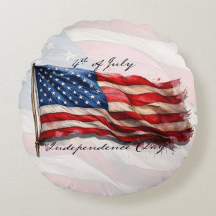 4. Juli – Feiern mit US-Flagge Rundes Kissen