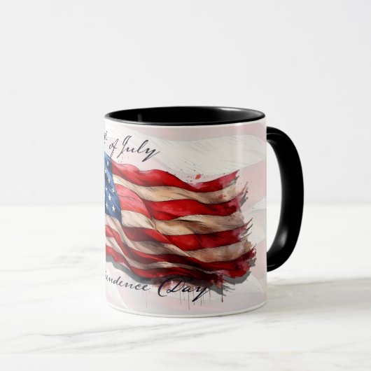 4. Juli - Feiern mit US-Flagge Tasse (VorderseiteRechts)