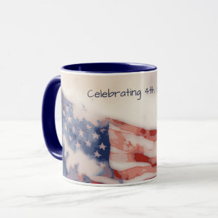 4. Juli feiern - Wasserfarbe USA-Flagge  Tasse