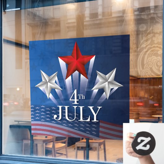 4. Juli Fenster zum Unabhängigkeitstag Fensteraufkleber (Café-Fenster)