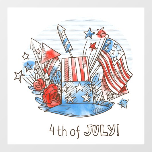 4. Juli Fenster zum Unabhängigkeitstag Fensteraufkleber (Blatt)