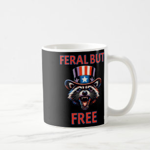 4. Juli Feral aber Free Patriotic Raccoon Funny Kaffeetasse