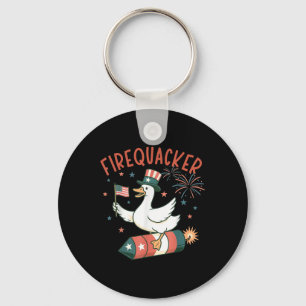 4. Juli Feuer-Quacker-Feuerwerk Lustige Gans Schlüsselanhänger