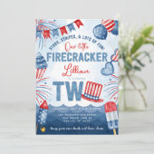 4. Juli Feuerwerk 2. Geburtstag Party Einladung (Stehend Vorderseite)