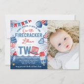 4. Juli Feuerwerk 2. Geburtstag Party Einladung (Vorderseite)