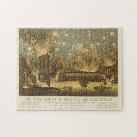 4. Juli Feuerwerk auf der Brooklyn Bridge Puzzle (Horizontal)