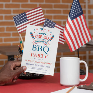 4. Juli Feuerwerk BBQ-Party-Einladung Einladung