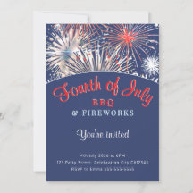 4. Juli Feuerwerk BBQ Rot Weiß Blau Party
