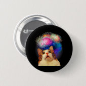 4. Juli Feuerwerk begeistert Cat Button (Vorne & Hinten)