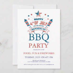 4. Juli Feuerwerk BQ-Party-Einladung Einladung