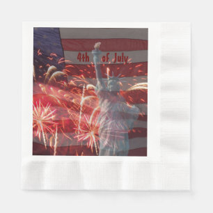 4. Juli Feuerwerk Flaggenstatue der Freiheit Serviette