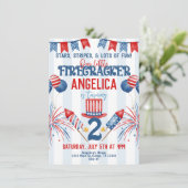 4. Juli Feuerwerk Geburtstagsparty Einladung (Stehend Vorderseite)