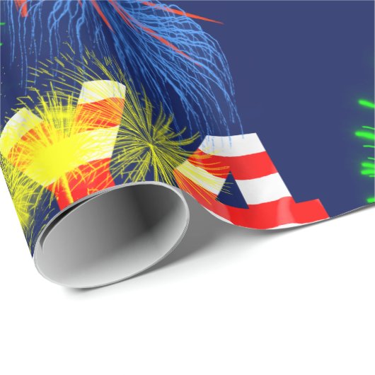 4. Juli Feuerwerk Geschenkpapier (Rolleneckpunkt)
