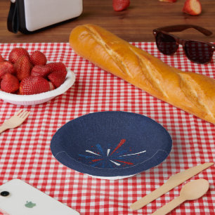 4. Juli Feuerwerk Glitter Pappteller