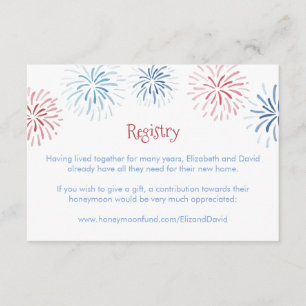4. Juli Feuerwerk Hochzeitsdusche-Geschenkliste Begleitkarte